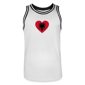 Love amour cadeau Albanie Albania - Maillot de basket Homme - blanc/noir - Devant - AI Model Male 185 dark (185cm)