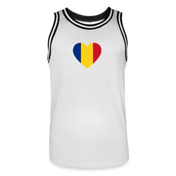 Love Liebe geschenk RUMAeNIEN Romania Roma nia - Männer Basketball-Trikot - Weiß/Schwarz - Vorne - AI Model Male 185 dark (185cm)