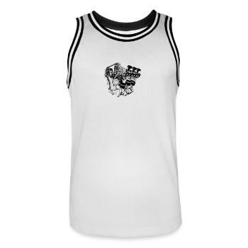 v8 motor engine car big block - Männer Basketball-Trikot - Weiß/Schwarz - Vorne - AI Model Male 185 dark (185cm)