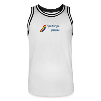 I am what I am - Men's Basketball Jersey - white/black - Front - AI Model Male 185 dark (185cm)