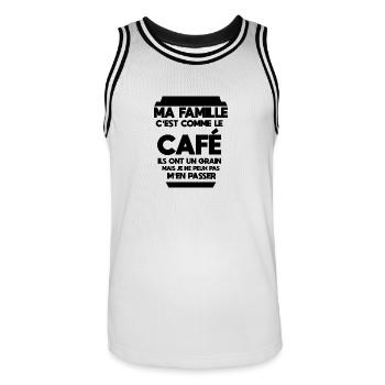 Ma famille c'est comme le café - Maillot de basket Homme - blanc/noir - Devant - AI Model Male 185 dark (185cm)