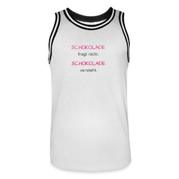 Schokolade versteht - Männer Basketball-Trikot - Weiß/Schwarz - Vorne - AI Model Male 185 dark (185cm)