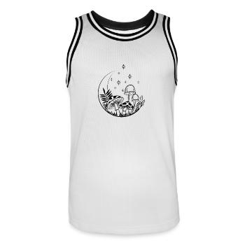Nacht-Pilze - Männer Basketball-Trikot - Weiß/Schwarz - Vorne - AI Model Male 185 dark (185cm)