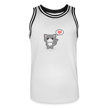 Süße Katze - Männer Basketball-Trikot - Weiß/Schwarz - Vorne - AI Model Male 185 dark (185cm)
