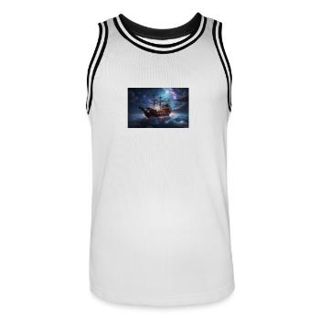 Traumhaftes Wolkenschiff - Männer Basketball-Trikot - Weiß/Schwarz - Vorne - AI Model Male 185 dark (185cm)
