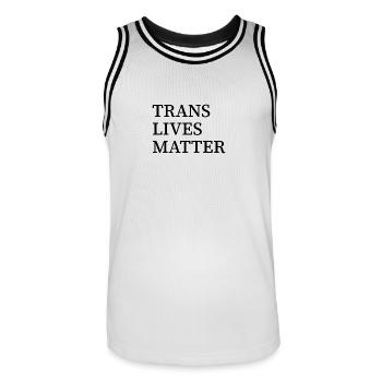 Trans Lives Matter - Men's Basketball Jersey - white/black - Front - AI Model Male 185 dark (185cm)