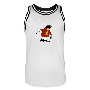 Pinguin Hemd - Männer Basketball-Trikot - Weiß/Schwarz - Vorne - AI Model Male 185 dark (185cm)