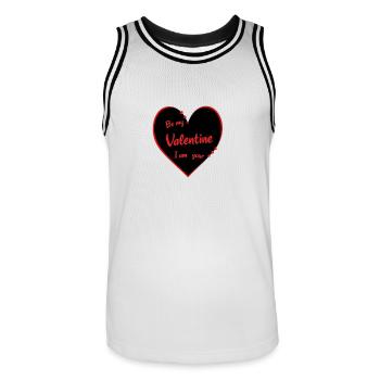 Saint-Valentin Cœurs Rouge Saint-Valentin - Maillot de basket Homme - blanc/noir - Devant - AI Model Male 185 dark (185cm)