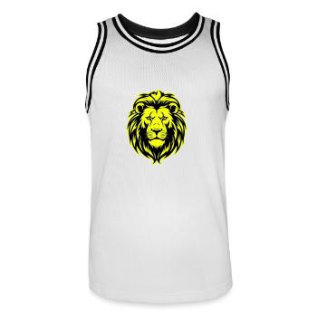 Löwe Kopf Porträt Symbol - Männer Basketball-Trikot - Weiß/Schwarz - Vorne - AI Model Male 185 dark (185cm)