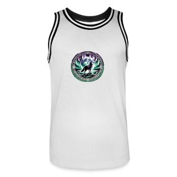 Mystischer Wolf Nordlichter Emblem - Viking - Männer Basketball-Trikot - Weiß/Schwarz - Vorne - AI Model Male 185 dark (185cm)