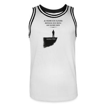 Am Rande der Egalität – Wahre Gelassenheit - Männer Basketball-Trikot - Weiß/Schwarz - Vorne - AI Model Male 185 dark (185cm)