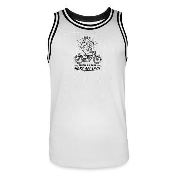Herz am Limit Motorrad - Männer Basketball-Trikot - Weiß/Schwarz - Vorne - AI Model Male 185 dark (185cm)