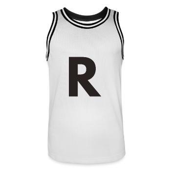 R - Men's Basketball Jersey - white/black - Front - AI Model Male 185 dark (185cm)