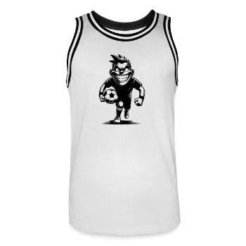 Lustiger Schiedsrichter mit Ball - Männer Basketball-Trikot - Weiß/Schwarz - Vorne - AI Model Male 185 dark (185cm)