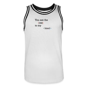 CodeSymbolik Geschweifte und Winkel - Männer Basketball-Trikot - Weiß/Schwarz - Vorne - AI Model Male 185 dark (185cm)
