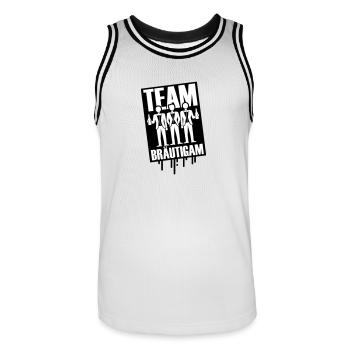 Équipe Marié Célibataire Mariage - Maillot de basket Homme - blanc/noir - Devant - AI Model Male 185 dark (185cm)