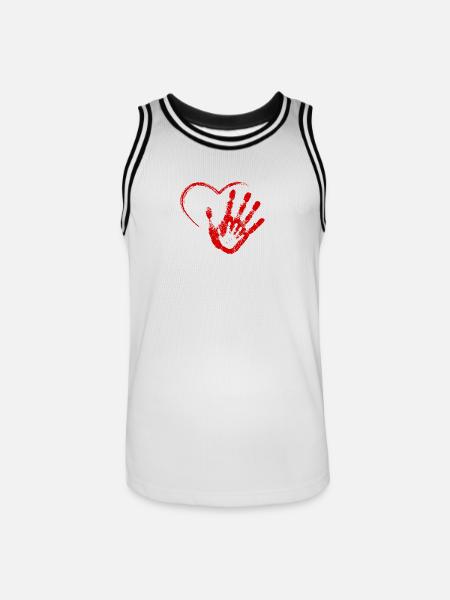 MAIN DANS LA MAIN ROUGE - Maillot de basket Homme - blanc/noir