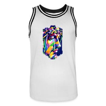jesus bible christian religion christian cross christian - Men's Basketball Jersey - white/black - Front - AI Model Male 185 dark (185cm)