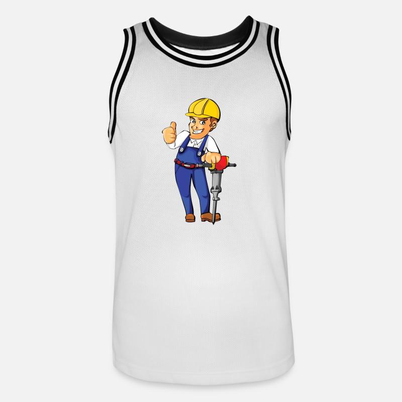construction worker bauarbeiter strassenbau2 - Männer Basketball-Trikot - Weiß/Schwarz
