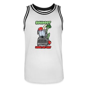 ROHKOST LEBEN AM LIMIT - Männer Basketball-Trikot - Weiß/Schwarz - Vorne - AI Model Male 185 dark (185cm)