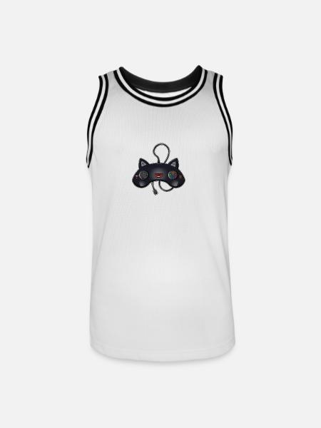 Cat Joystick - Men's Basketball Jersey - white/black