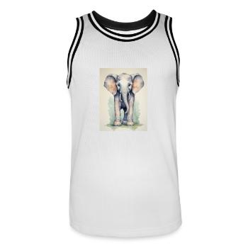 Éléphant aux bottes colorées - Maillot de basket Homme - blanc/noir - Devant - AI Model Male 185 dark (185cm)