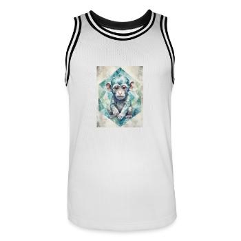 Geometric Baby Monkey - Men's Basketball Jersey - white/black - Front - AI Model Male 185 dark (185cm)