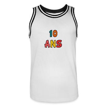 10. 10 ANS. 10e ANNIVERSAIRE. ANNIVERSAIRE 10 ANS. - Maillot de basket Homme - blanc/noir - Devant - AI Model Male 185 dark (185cm)