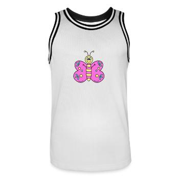 Butterfly Pink - Men's Basketball Jersey - white/black - Front - AI Model Male 185 dark (185cm)