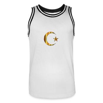 Türkei Flagge in Gold Sehr Edel - Männer Basketball-Trikot - Weiß/Schwarz - Vorne - AI Model Male 185 dark (185cm)