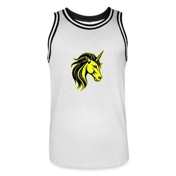Unicorn Head Portrait Icon - Men's Basketball Jersey - white/black - Front - AI Model Male 185 dark (185cm)