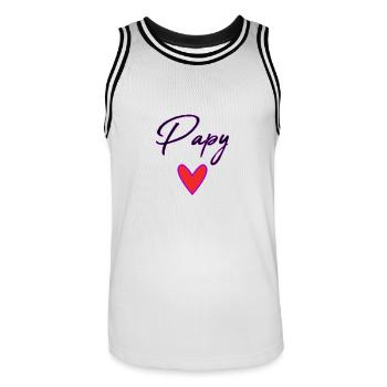PAPY. PAPA. FÊTE DES PÈRES. BONNE FÊTE PAPA - Maillot de basket Homme - blanc/noir - Devant - AI Model Male 185 dark (185cm)
