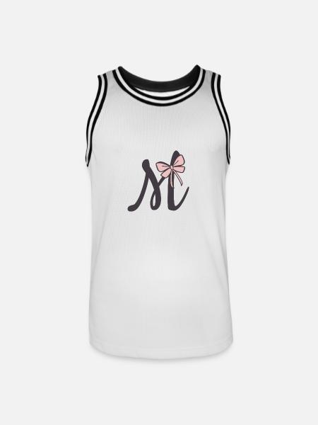 Anfangsbuchstabe M Schleifchen - Männer Basketball-Trikot - Weiß/Schwarz