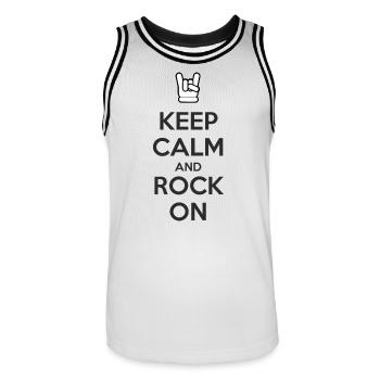 Keep Calm and Rock On - Men's Basketball Jersey - white/black - Front - AI Model Male 185 dark (185cm)