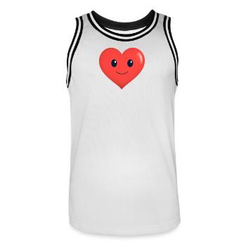 Des sourires au cœur se transforment en rouge - Maillot de basket Homme - blanc/noir - Devant - AI Model Male 185 dark (185cm)