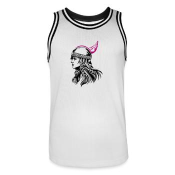 Wikinger Kriegerin Walküre - Männer Basketball-Trikot - Weiß/Schwarz - Vorne - AI Model Male 185 dark (185cm)