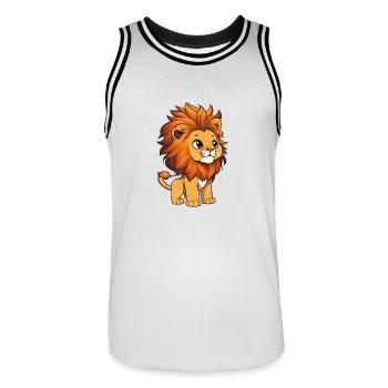 Totally cute lion - Men's Basketball Jersey - white/black - Front - AI Model Male 185 dark (185cm)