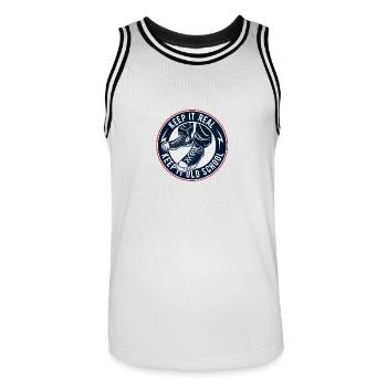 Gardez-la vieille école - Maillot de basket Homme - blanc/noir - Devant - AI Model Male 185 dark (185cm)