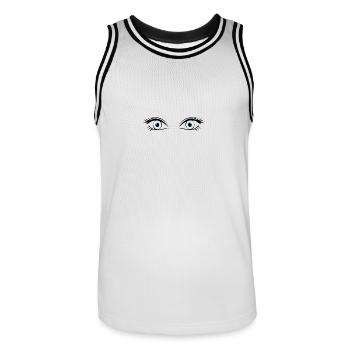 eye - Men's Basketball Jersey - white/black - Front - AI Model Male 185 dark (185cm)