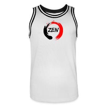 Zen written in enso zen circle red and black - Men's Basketball Jersey - white/black - Front - AI Model Male 185 dark (185cm)