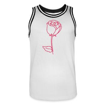 Rosenumriss Neonpink - Männer Basketball-Trikot - Weiß/Schwarz - Vorne - AI Model Male 185 dark (185cm)
