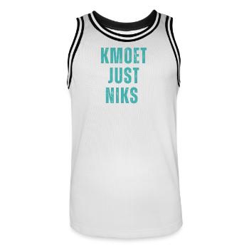 Kmoet just niks, Antwerps dialect Shirts - Maillot de basket Homme - blanc/noir - Devant - AI Model Male 185 dark (185cm)