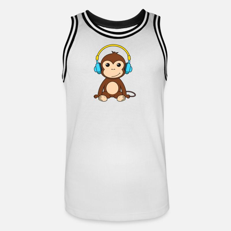 Singe mignon avec conception de casque - Maillot de basket Homme - blanc/noir