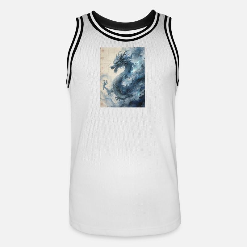 Die Sternennacht: Blauer Drache – Aether - Männer Basketball-Trikot - Weiß/Schwarz