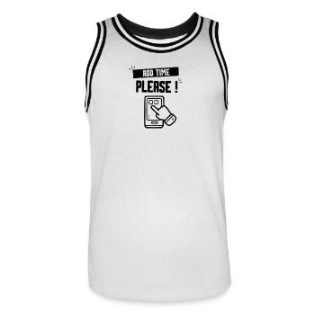 VERLÄNGERN SIE BITTE ZEIT - Männer Basketball-Trikot - Weiß/Schwarz - Vorne - AI Model Male 185 dark (185cm)