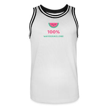 100% Wassermelone - Männer Basketball-Trikot - Weiß/Schwarz - Vorne - AI Model Male 185 dark (185cm)