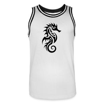 Niedliches kleines Tattoo Seepferdchen - Männer Basketball-Trikot - Weiß/Schwarz - Vorne - AI Model Male 185 dark (185cm)