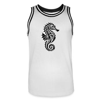 Water Swimming Training Tribal Seahorse Tattoo - Men's Basketball Jersey - white/black - Front - AI Model Male 185 dark (185cm)