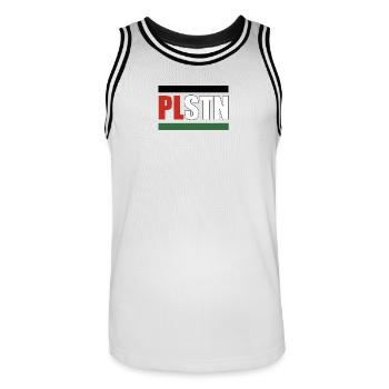 FREE PLSTN - Männer Basketball-Trikot - Weiß/Schwarz - Vorne - AI Model Male 185 dark (185cm)