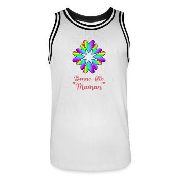 BONNE FÊTE MAMAN. MAMAN. FÊTE DES MÈRES. JE T'AIME - Maillot de basket Homme - blanc/noir - Devant - AI Model Male 185 dark (185cm)
